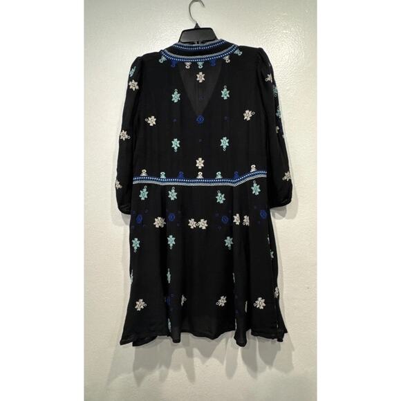 Free People Star Gazer Embroidered Dress Womens Size Small V Neck Boho Cover Up - Picture 8 of 10